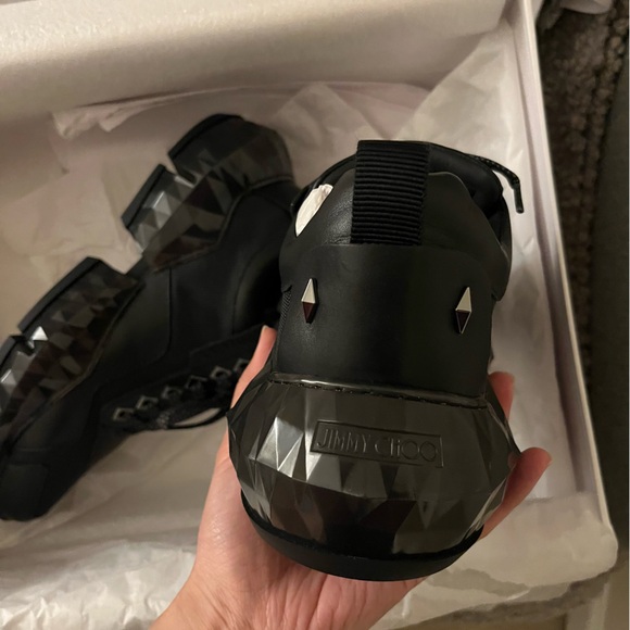 New Jimmy Choo Black Diamond Trainer Sneakers 39 Leather and Mesh unisex women 9 - Picture 8 of 13